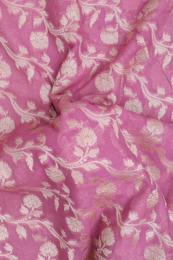 Georgette Banarasi Silk Saree In Pink With Floral Design