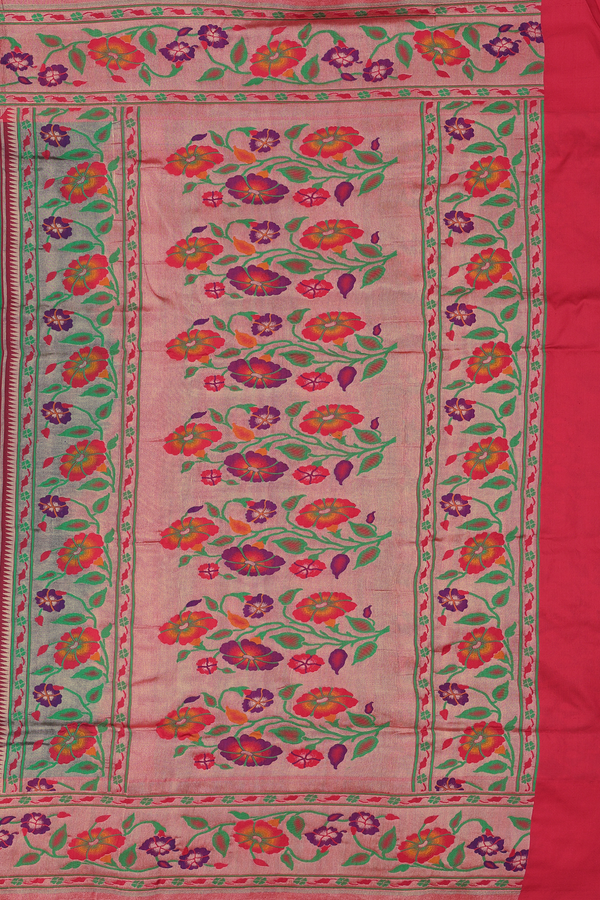 Banarasi Silk Saree In Emerald Green With Floral Buttas