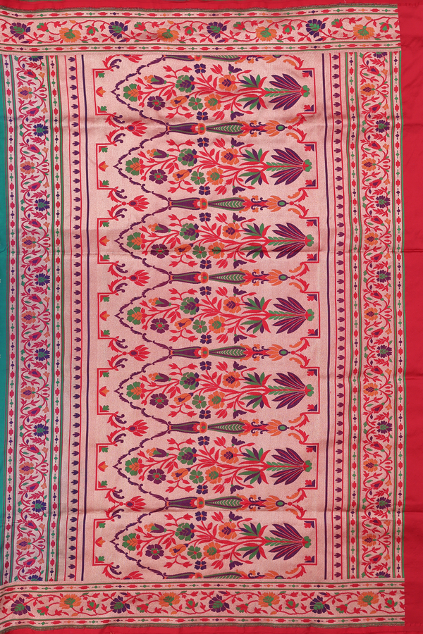 Paithani Silk Saree In Dual Tone With Floral Buttas