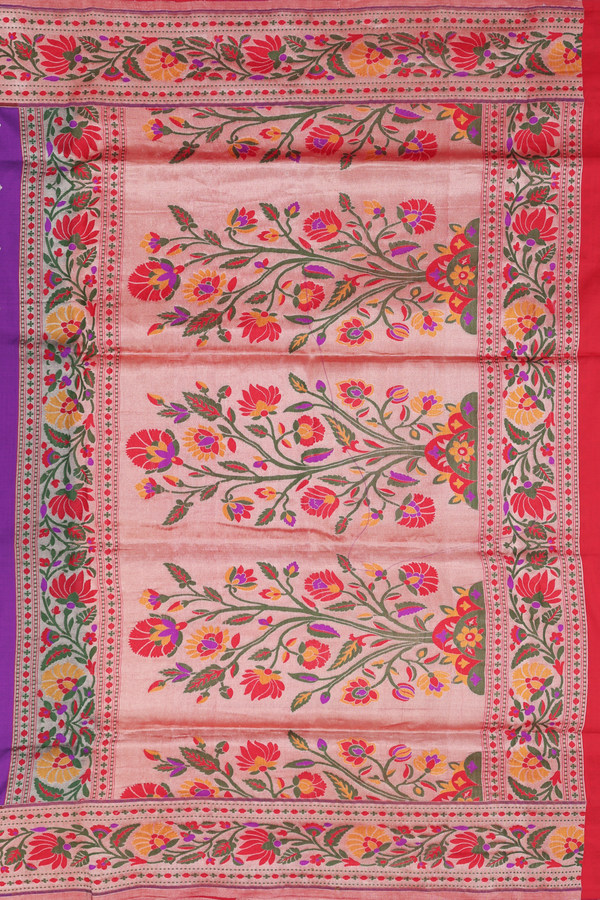 Banarasi Silk Saree In Grape Purple With Floral Buttas