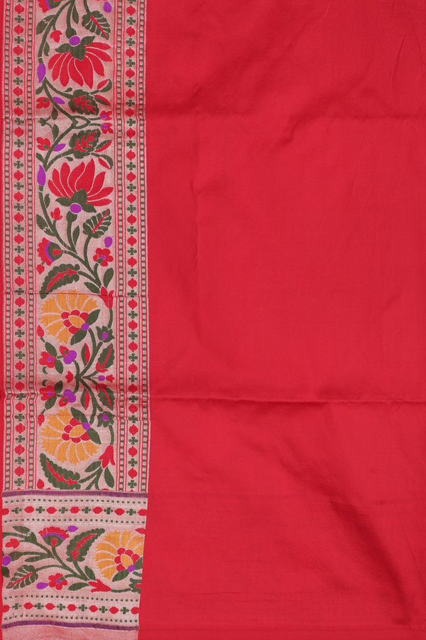 Banarasi Silk Saree In Grape Purple With Floral Buttas