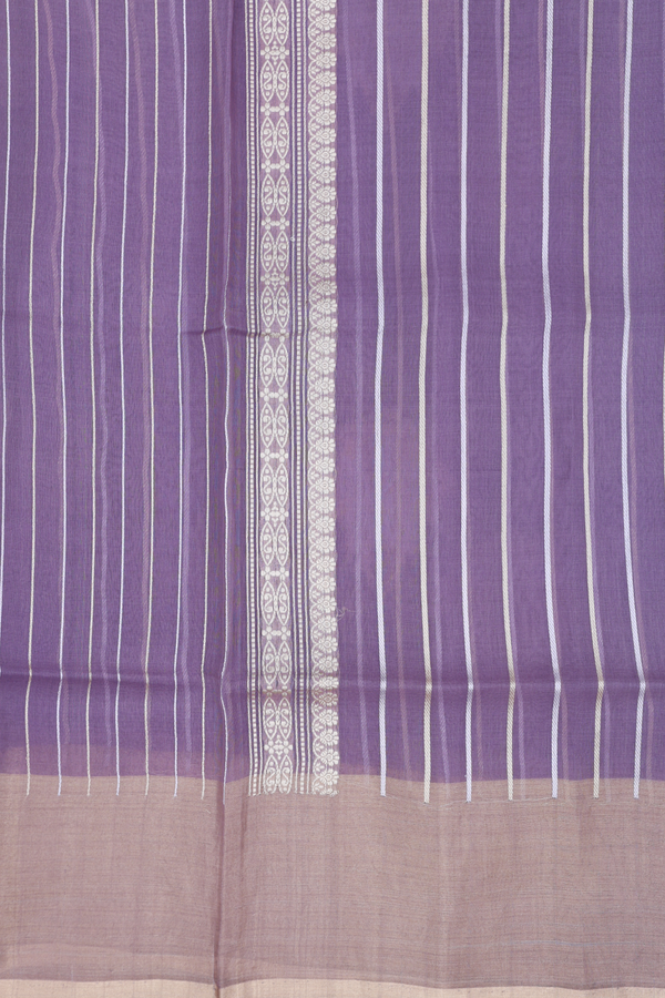 Organza Banarasi Silk Saree In Dusty Lavender With Floral Motifs