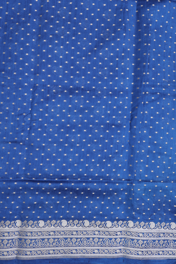 Banarasi Silk Saree In Royal Blue With Paisley Buttas