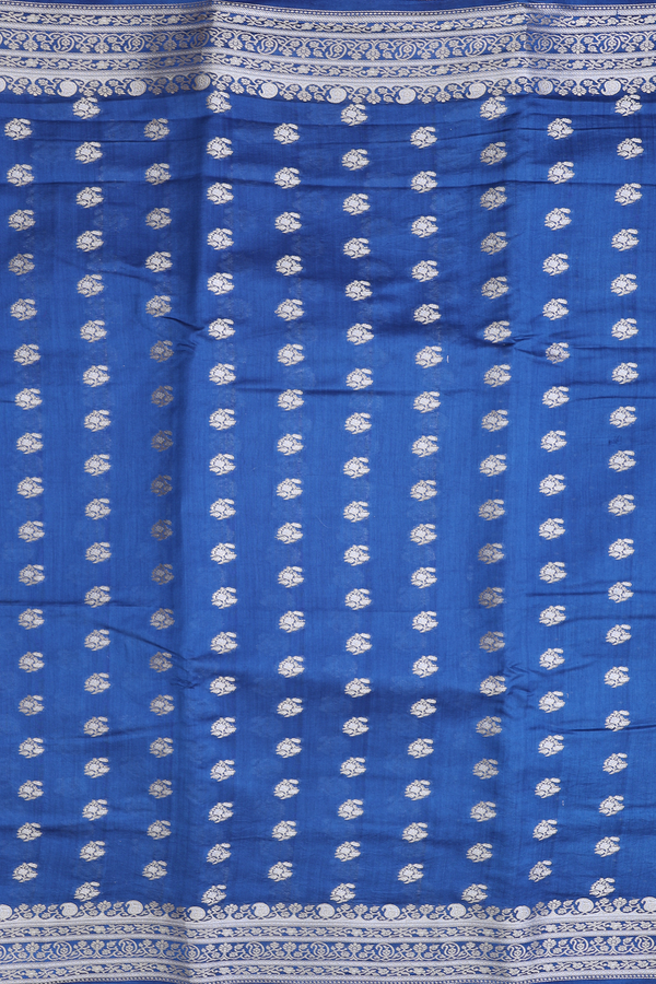 Banarasi Silk Saree In Royal Blue With Paisley Buttas