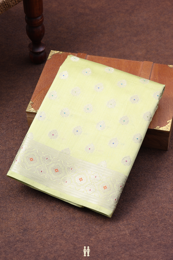 Banarasi Silk Saree In Green With Zari Buttas
