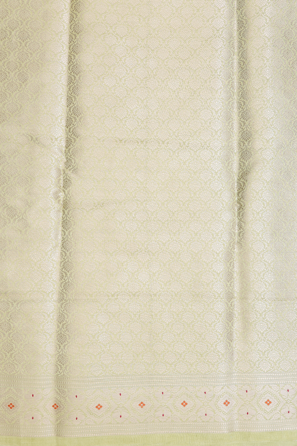 Banarasi Silk Saree In Green With Zari Buttas