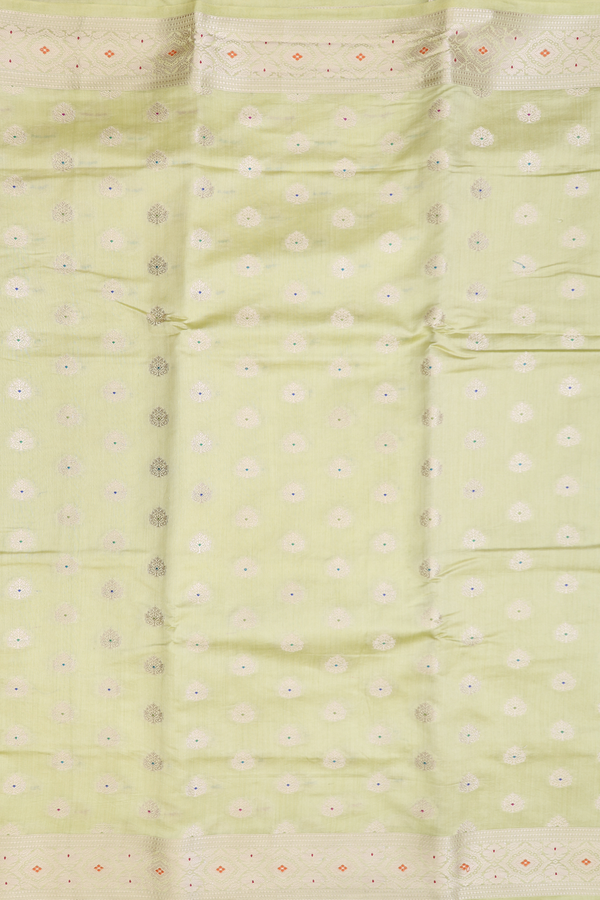 Banarasi Silk Saree In Green With Zari Buttas