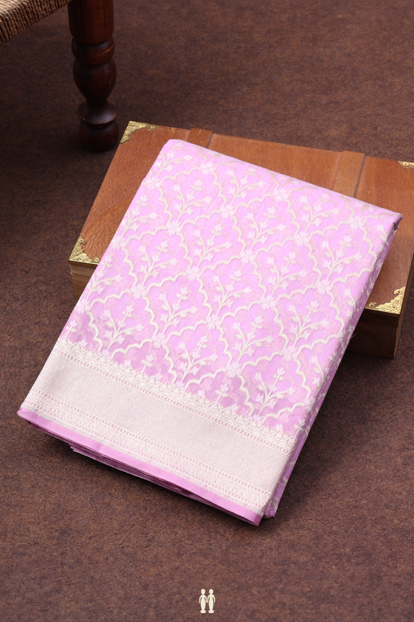 Kora Banarasi Silk Saree In Lilac Pink With Allover Design