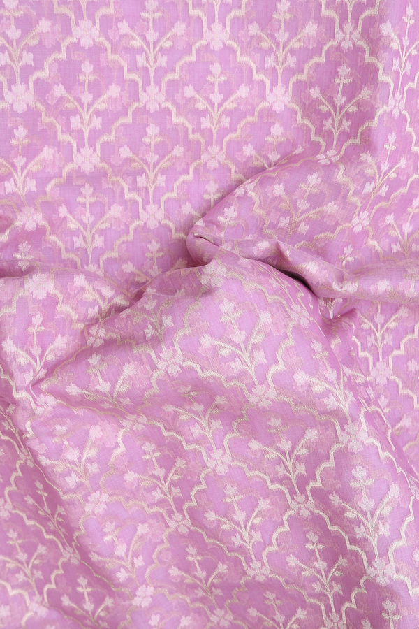 Kora Banarasi Silk Saree In Lilac Pink With Allover Design