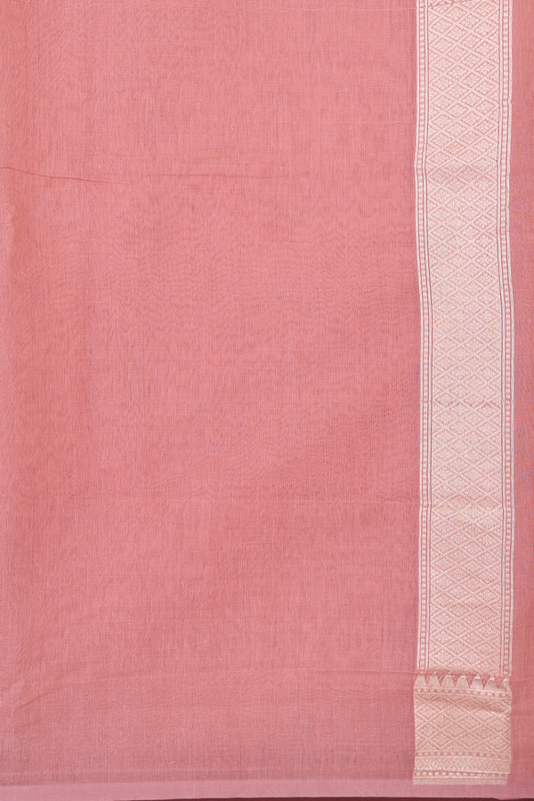 Kora Banarasi Silk Saree In Dusty Rose With Diamond Design