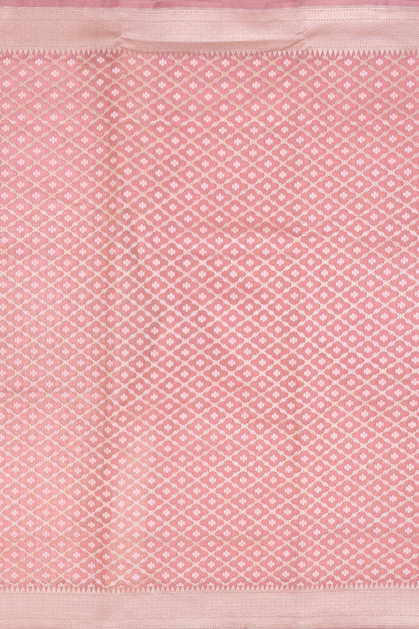 Kora Banarasi Silk Saree In Dusty Rose With Diamond Design