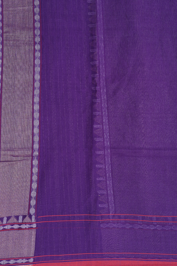 Linen Banarasi Silk Saree In Purple With Zari Border