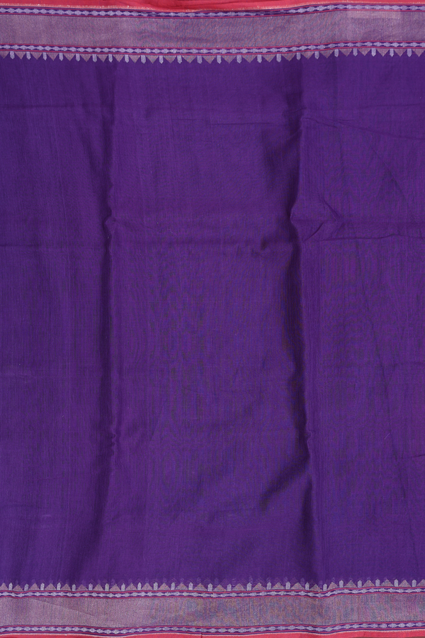 Linen Banarasi Silk Saree In Purple With Zari Border