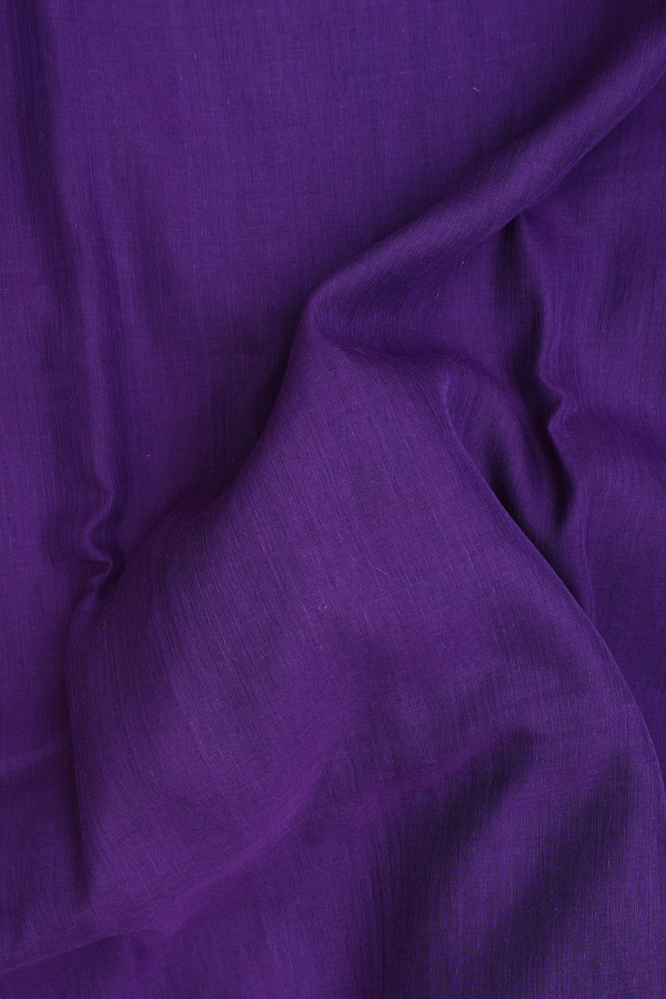 Linen Banarasi Silk Saree In Purple With Zari Border