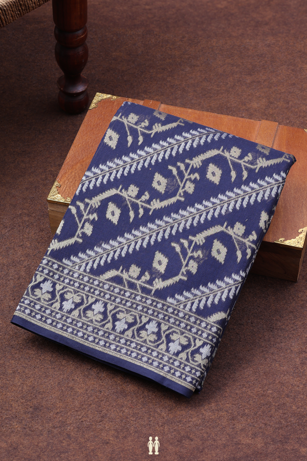Kora Banarasi Banarasi Silk Saree In Blue With Diagonal Design