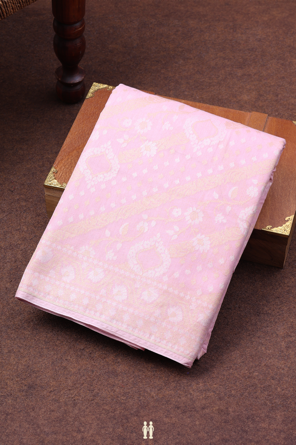 Kora Banarasi Banarasi Silk Saree In Pink With Allover Design