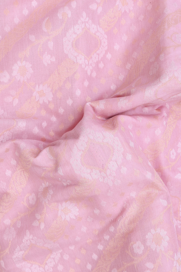 Kora Banarasi Banarasi Silk Saree In Pink With Allover Design