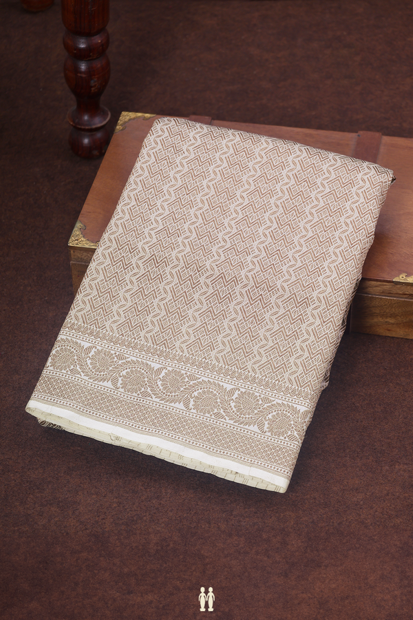 Banarasi Silk Saree In Light Brown With Brocade Design