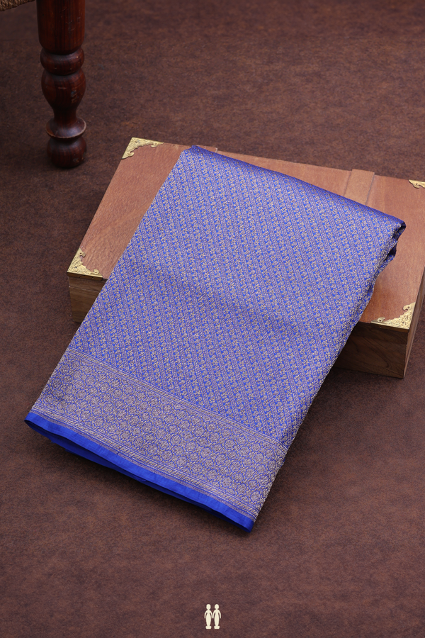 Banarasi Silk Saree In Cobalt Blue With Brocade Design