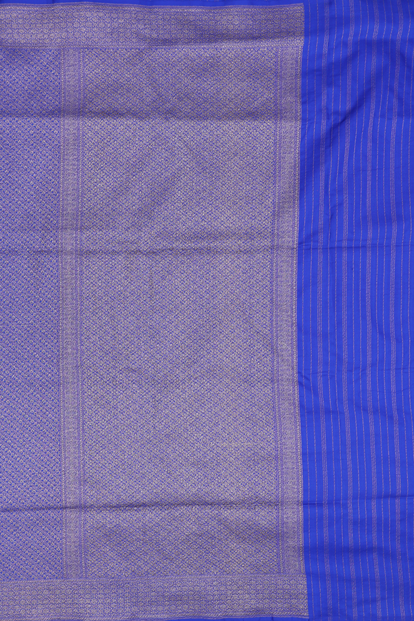 Banarasi Silk Saree In Cobalt Blue With Brocade Design