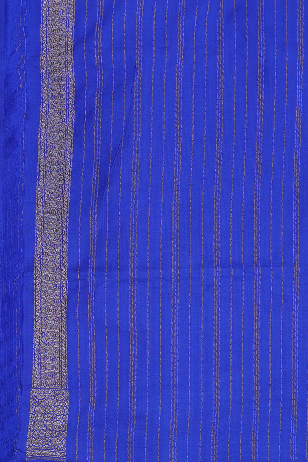 Banarasi Silk Saree In Cobalt Blue With Brocade Design