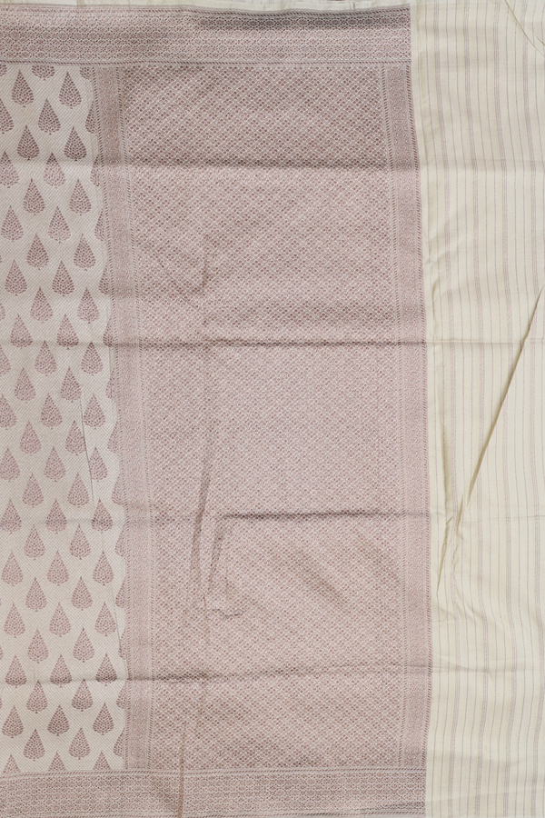 Banarasi Silk Saree In Sage Green With Zari Buttas