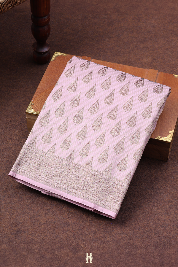 Banarasi Silk Saree In Mauve Pink With Zari Buttas