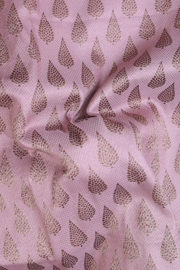 Banarasi Silk Saree In Mauve Pink With Zari Buttas