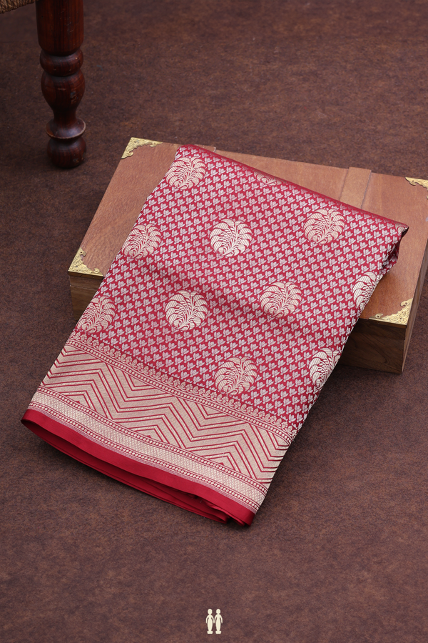 Banarasi Silk Saree In Rust Red With Brocade Design