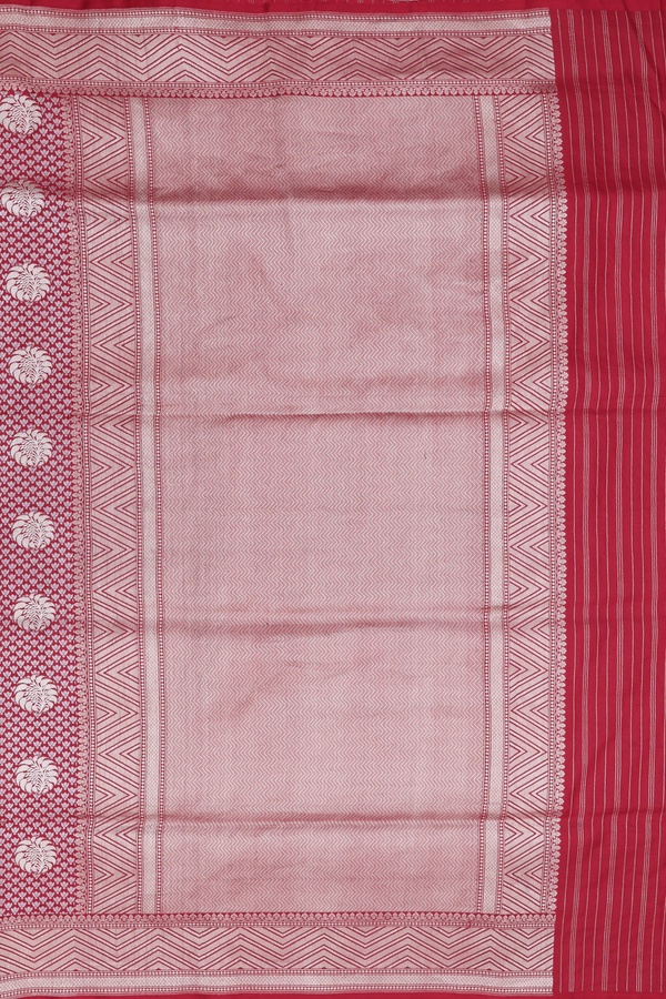 Banarasi Silk Saree In Rust Red With Brocade Design