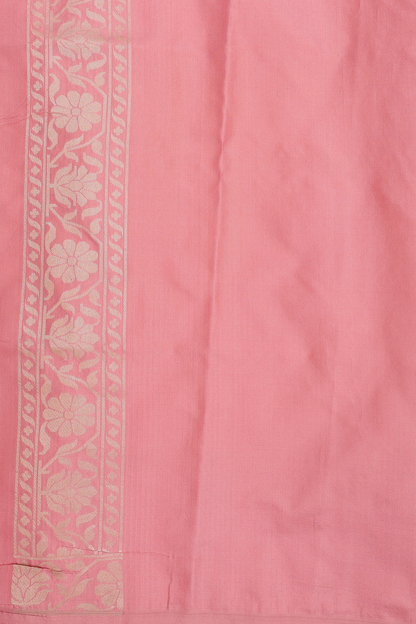 Banarasi Silk Saree In Dusty Pink With Floral Design