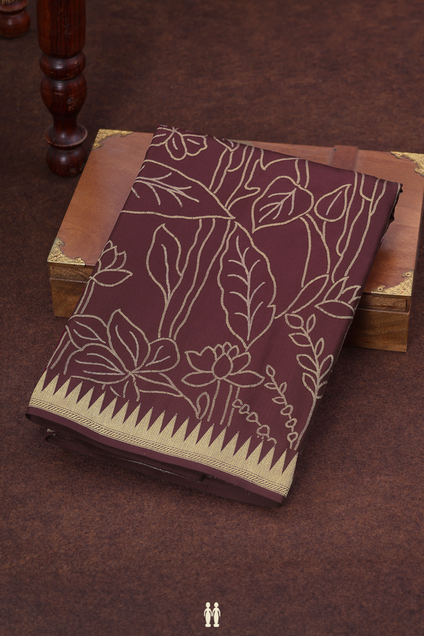 Banarasi Silk Saree In Coffee Brown With Allover Design