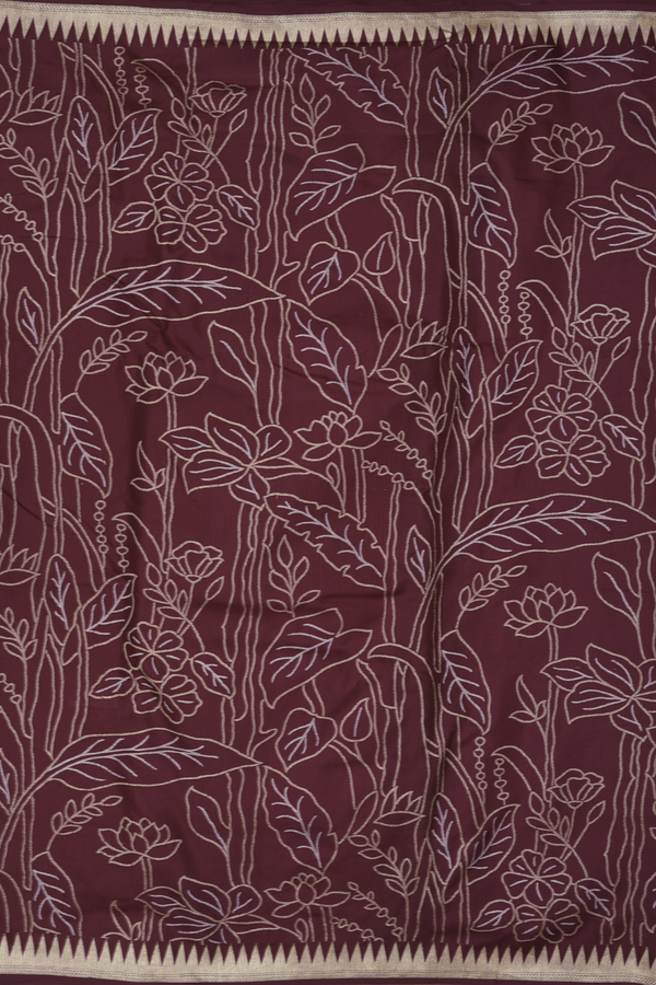 Banarasi Silk Saree In Coffee Brown With Allover Design