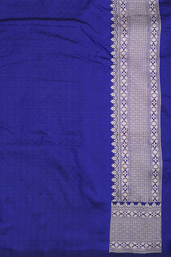 Banarasi Silk Saree In Royal Blue With Ogee Design