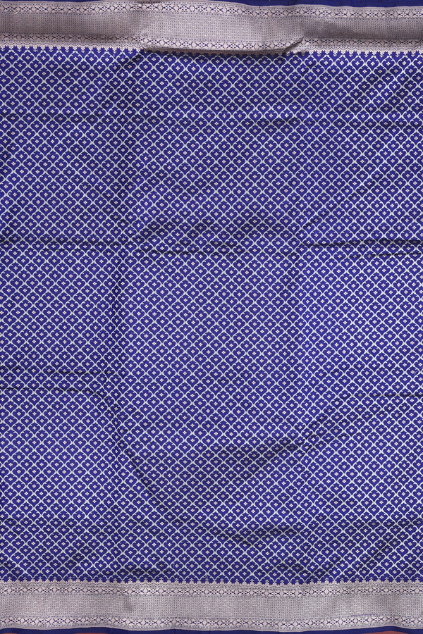 Banarasi Silk Saree In Royal Blue With Ogee Design