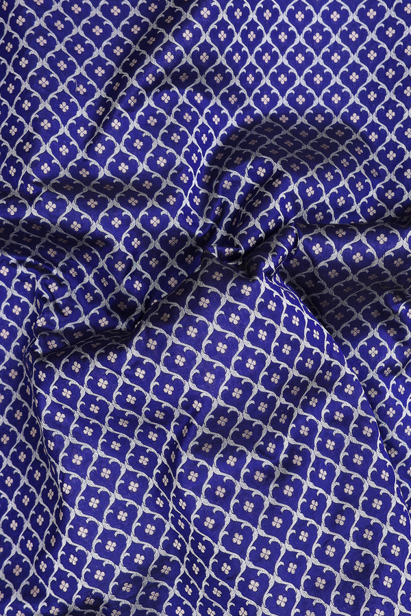 Banarasi Silk Saree In Royal Blue With Ogee Design