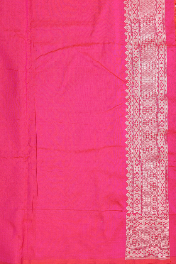 Banarasi Silk Saree In Rani Pink With Ogee Design