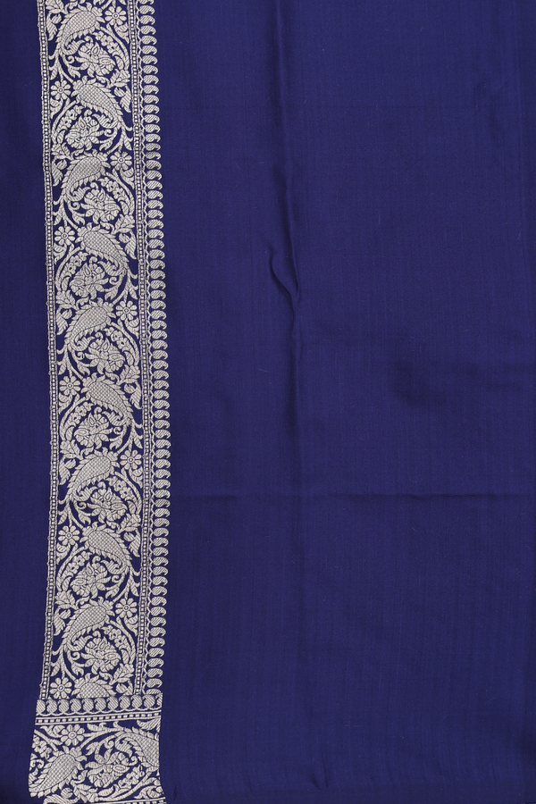 Banarasi Silk Saree In Navy Blue With Floral Design