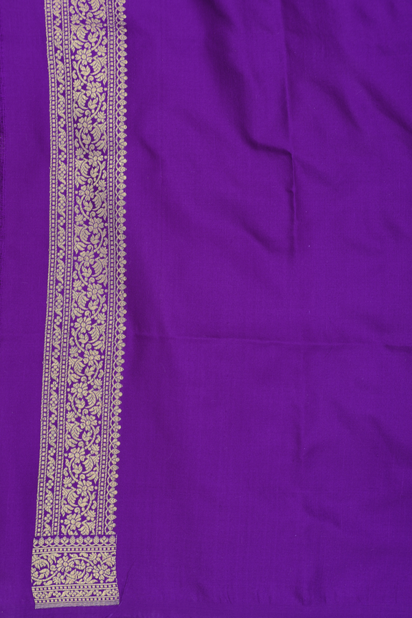 Banarasi Silk Saree In Purple With Floral Buttas