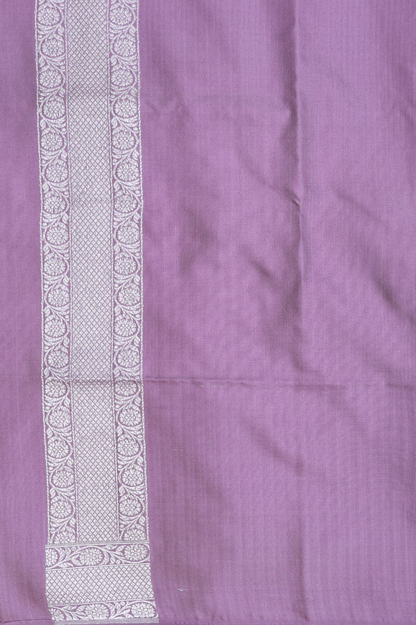 Banarasi Silk Saree In Dusty Purple With Floral Design