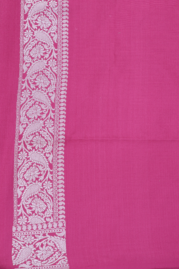 Banarasi Silk Saree In Pink With Floral Design