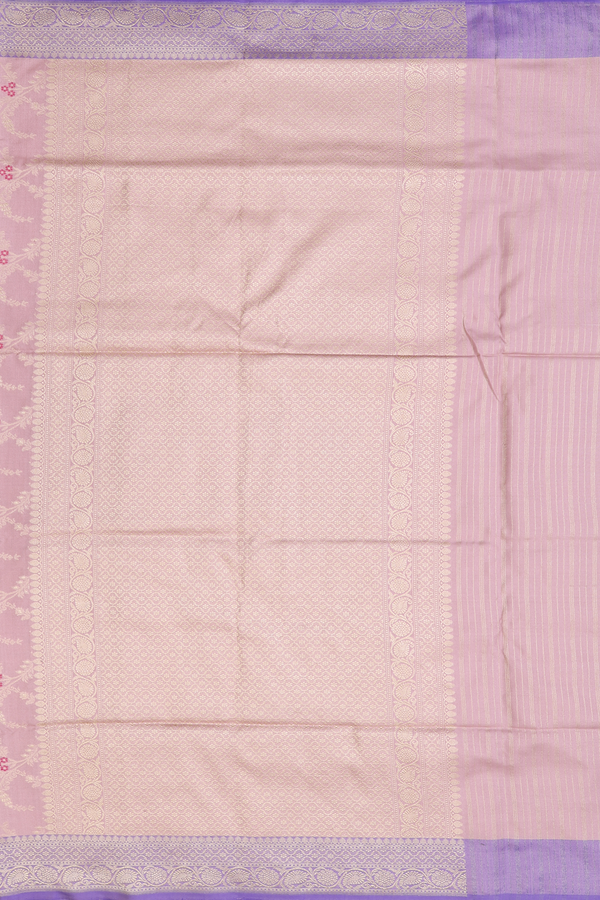 Banarasi Silk Saree In Dusty Rose With Floral Design