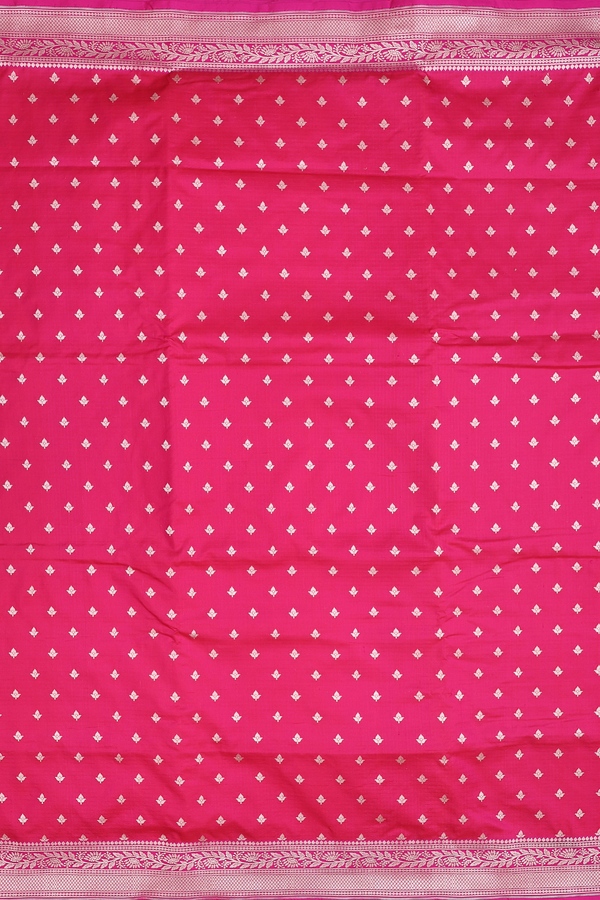 Banarasi Silk Saree In Rani Pink With Floral Buttis