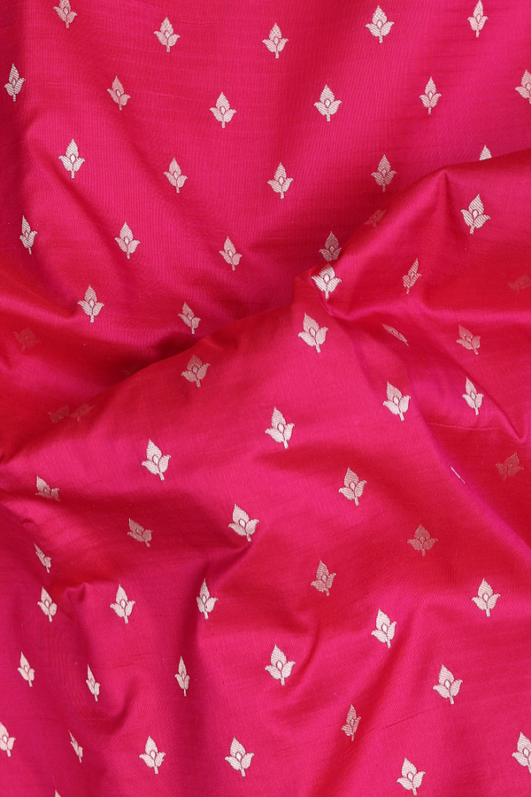 Banarasi Silk Saree In Rani Pink With Floral Buttis