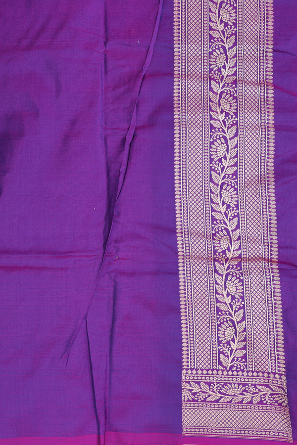 Banarasi Silk Saree In Cobalt Blue With Floral Buttis