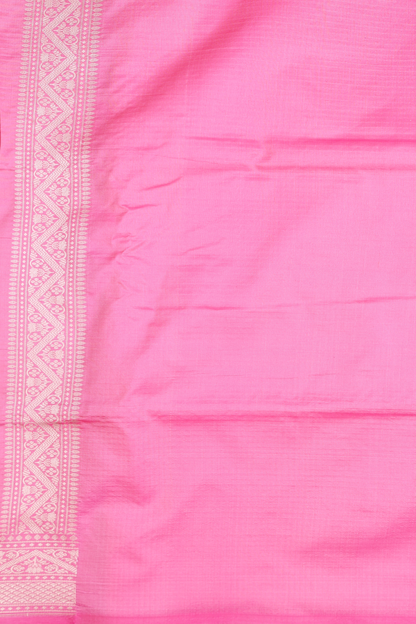 Banarasi Silk Saree In Lotus Pink With Floral Buttas