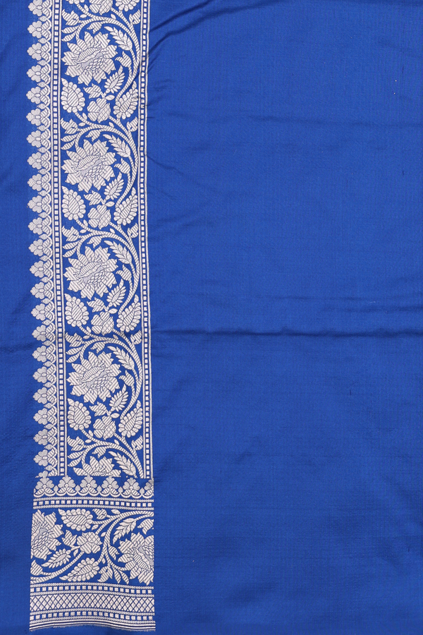 Banarasi Silk Saree In Royal Blue With Zari Buttas