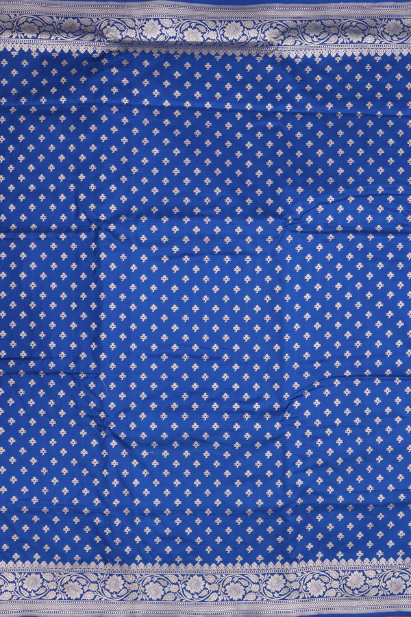 Banarasi Silk Saree In Royal Blue With Zari Buttas