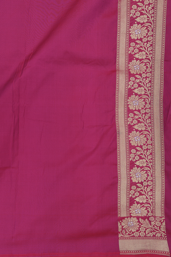 Banarasi Silk Saree In Mulberry With Floral Design