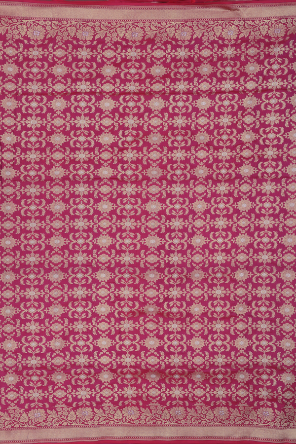 Banarasi Silk Saree In Mulberry With Floral Design